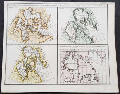1773 Robert De Vaugondy & Denis Diderot Antique Maps x 4 of Hudson Bay, Canada