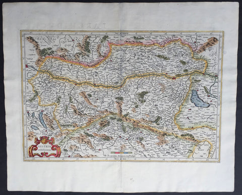 1609 Mercator & Hondius Large Antique Map of Austria