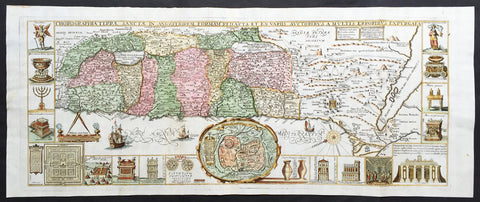 1650 Tirinus Large Antique Map of The Holy Land, Palestine, Israel