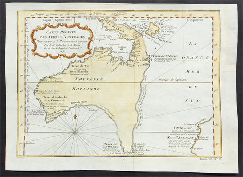 1753 Bellin Antique Map of Australia & New Zealand - Carte Reduite.....Australes