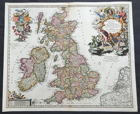1690 Nicolas Visscher Large Old, Antique Map of Great Britain & Ireland