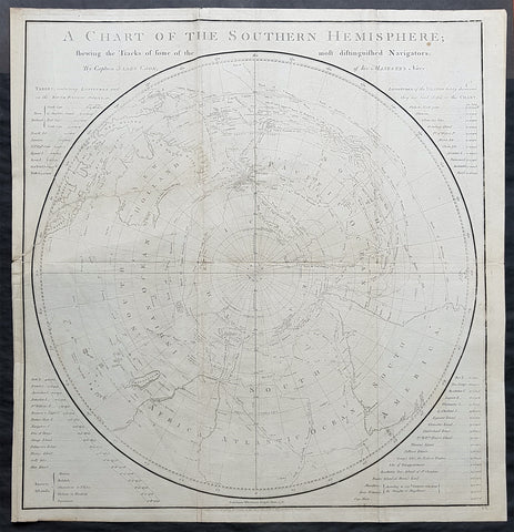 1777 Capt James Cook Antique Map of the Southern Hemisphere, 1st Ed - Australia