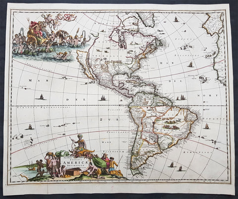 1671 Jacob Van Meurs Rare Original Antique Map of America - Island of California