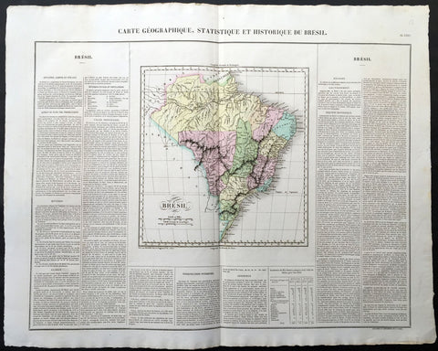 1825 Carey & Lea, Buchon Large Antique Map Brazil, South America