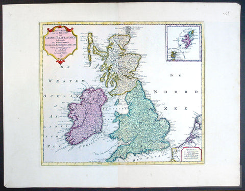 1750 Isaac Tirion Large Antique Map of Great Britain & Ireland