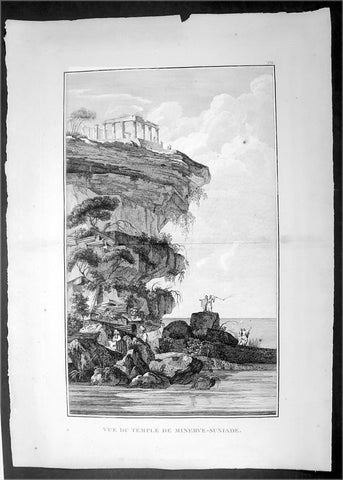 1802 J B Lechevalier Antique Print Temple of Poseidon Cape Sounion Attica Greece