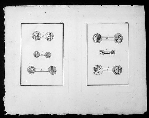 1802 J B Lechevalier Antique Print of Ancient Greek Coins Jupiter, Diane, Apollo