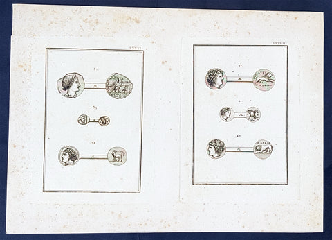 1802 J B Lechevalier Antique Print Ancient Greek Coins - Diana, Algos, Apollo