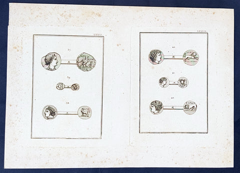 1802 J B Lechevalier Antique Print Ancient Greek Coins - Diana, Algos, Apollo