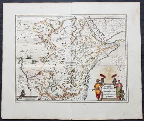 1639 Jansson Original Antique Map of Africa - The Myth of Emperor Prestor John