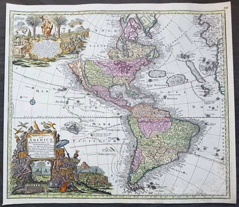 1730 Georg M Seutter Original Antique Map of America, Island of California