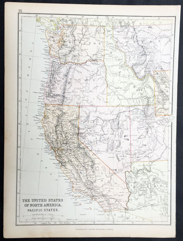 1870 Blackie & Son Antique Map The Western United States of America