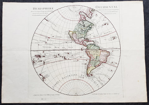 1724 Claude Delisle Large Antique Map of America, New Zealand Western Hemisphere