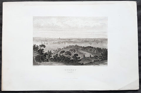 1859 Aubert Antique Print View of Sydney, Australia from the North to The Rocks