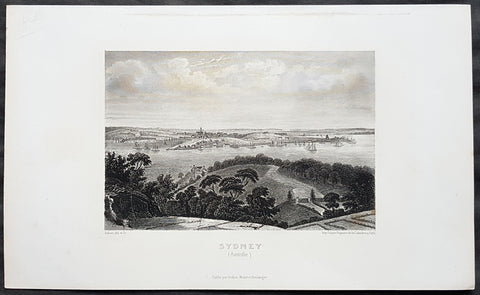 1859 Aubert Antique Print View of Sydney, Australia from the North to The Rocks