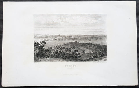 1859 Aubert Antique Print View of Sydney, Australia from the North to The Rocks