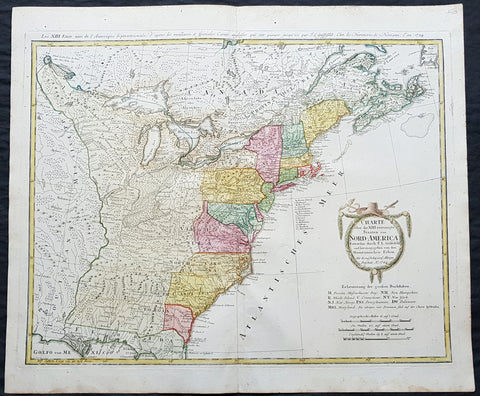 1784 Homann & Gussefeld Large Antique Map of the Newly Independent United States of America