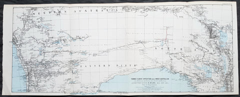1876 Petermann Antique Map Expedition Ernest Giles Western & South Australia, 1875