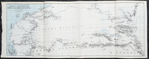1876 Petermann Antique Map Western & South Australia - Warburton, Giles, Forrest