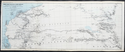 1877 Petermann Antique Map Expedition of Ernest Giles Western & South Australia in 1876