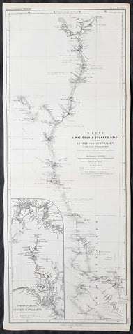 1861 Petermann Antique Map of 4th John McDouall Stuart Expedition in Australia