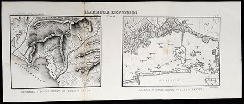 1856 Captain Richard Delafield Antique Maps of Genoa & Venice Italy - Art of War