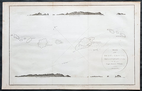 1797 Wilson Large Antique Map of the Duff Isles, Solomon Islands, South Pacific