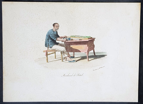 1825 W. Alexander & Malpiere Antique Print of a Chinese Hawker, Betel Nut Seller