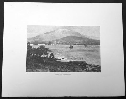 1886 Picturesque Australasia Large Antique Print View of Hobart, Tasmania