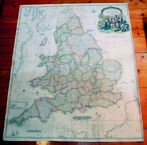 1761 John Rocque & Robert Sayer Very Large Antique Map of England & Wales