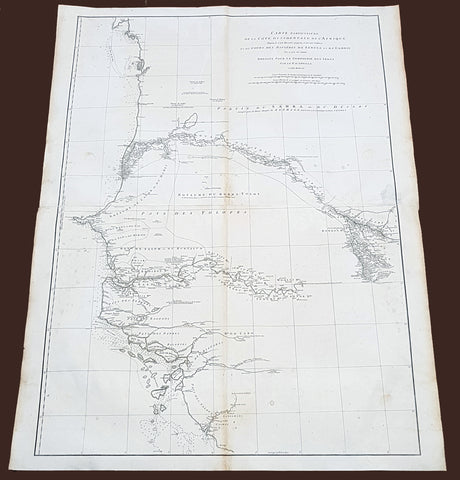 1751 D Anville Very Large Antique Map The West Coast of Africa, Gambia & Senegal