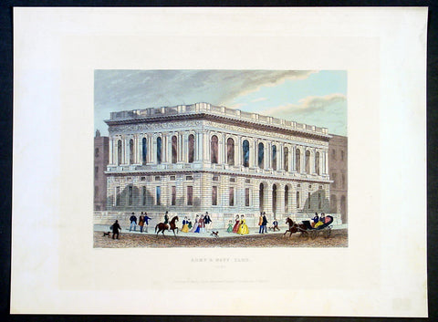 1851 Shepherd Antique Print of The Army & Navy Club, London