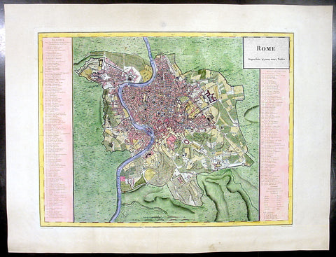 1765 Tardieu Large Antique Map A Plan of the City of Rome