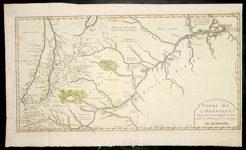 1773 Bellin Antique Map The Course of the Orinoco River South America - Rare