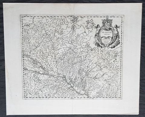 1638 Gerard Mercator & Henricus Hondius Antique Map of Alsace Region, France