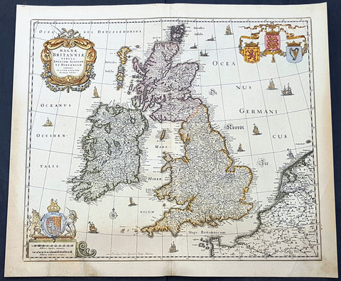 1690 Nicolas Visscher Antique Map of Great Britain & Ireland