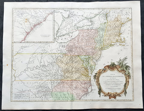 1755 Robert De Vaugondy Large Antique 1st edition Map of Colonial United States