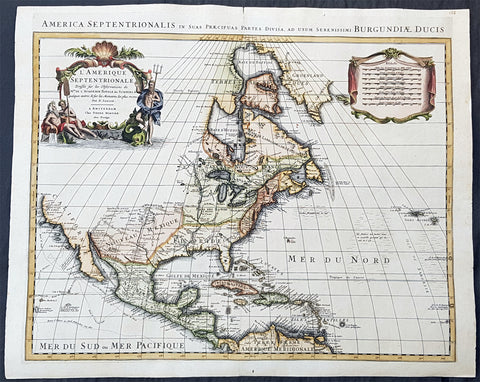 1708 Delisle & Mortier Large 1st edition Antique Map of North America - Landmark Map