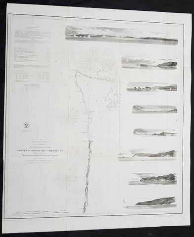 1855 US Coast Survey Large Antique Map NW Coast of America, California, Oregon