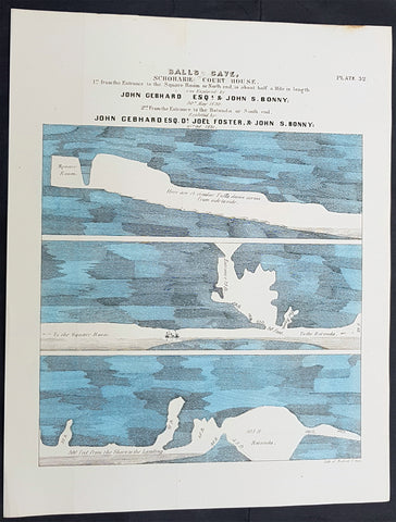 1842 William Mather Antique Geology Print of Balls Cave, Schoharie County, NY