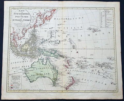 1795 (1806) Canzler Large Antique Map Australia, Ulimaroa, New Zealand SE Asia