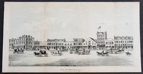 1861 DT Valentine Antique Print View of Broadway New York, America in 1840