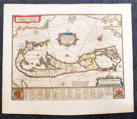 1646 Jan Jansson Large Antique Map The Island of Bermuda