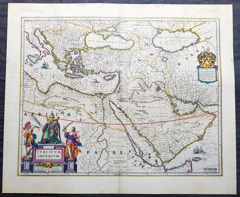 1643 Joan Blaeu Antique Map of Ottoman, Turkish Empire - Saudi Arabia to Europe