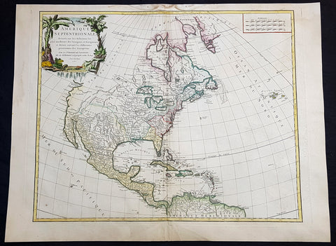 1750 Robert De Vaugondy Large Antique Map of Colonial North America, 1st Edition