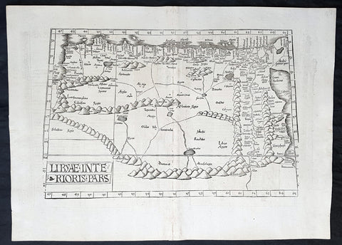 1525 Laurent Fries Antique Map NE Africa Red Sea, Egypt, Nile River Delta, Libya
