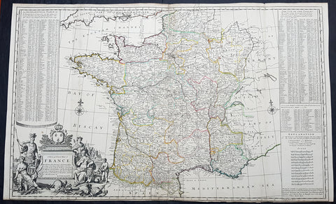 1720 Herman Moll Large Antique Map of France in Provinces - Pre Revolution