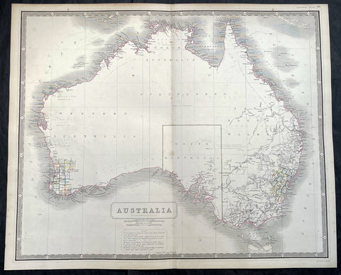 1856 A K Johnston Large Antique Map of Australia, early Separation of Victoria