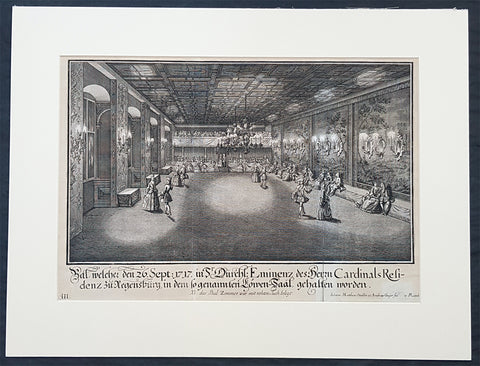 1735 Schubler & Steidlin Antique Baroque Print Musical Ball Regensburg Ger. 1717