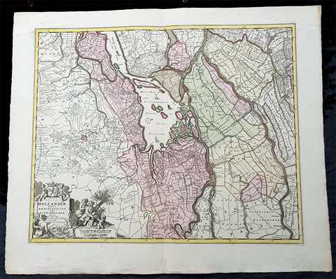 1670 Nicolas Visscher Large Antique Map of South Holland Dordrecht, Gouda, Breda